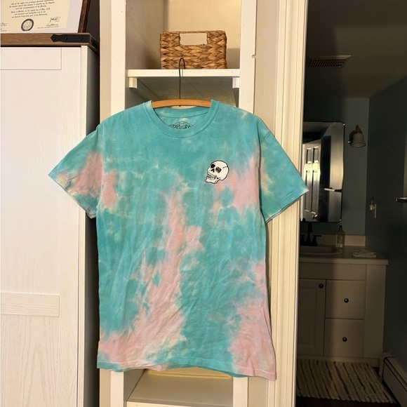 Eighty Eight Other - Eighty Eight Teal and Pink Tie-Dye Tee with Skull